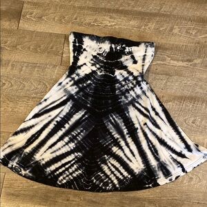 EXPRESS White and Blue Strapless Skater Sundress